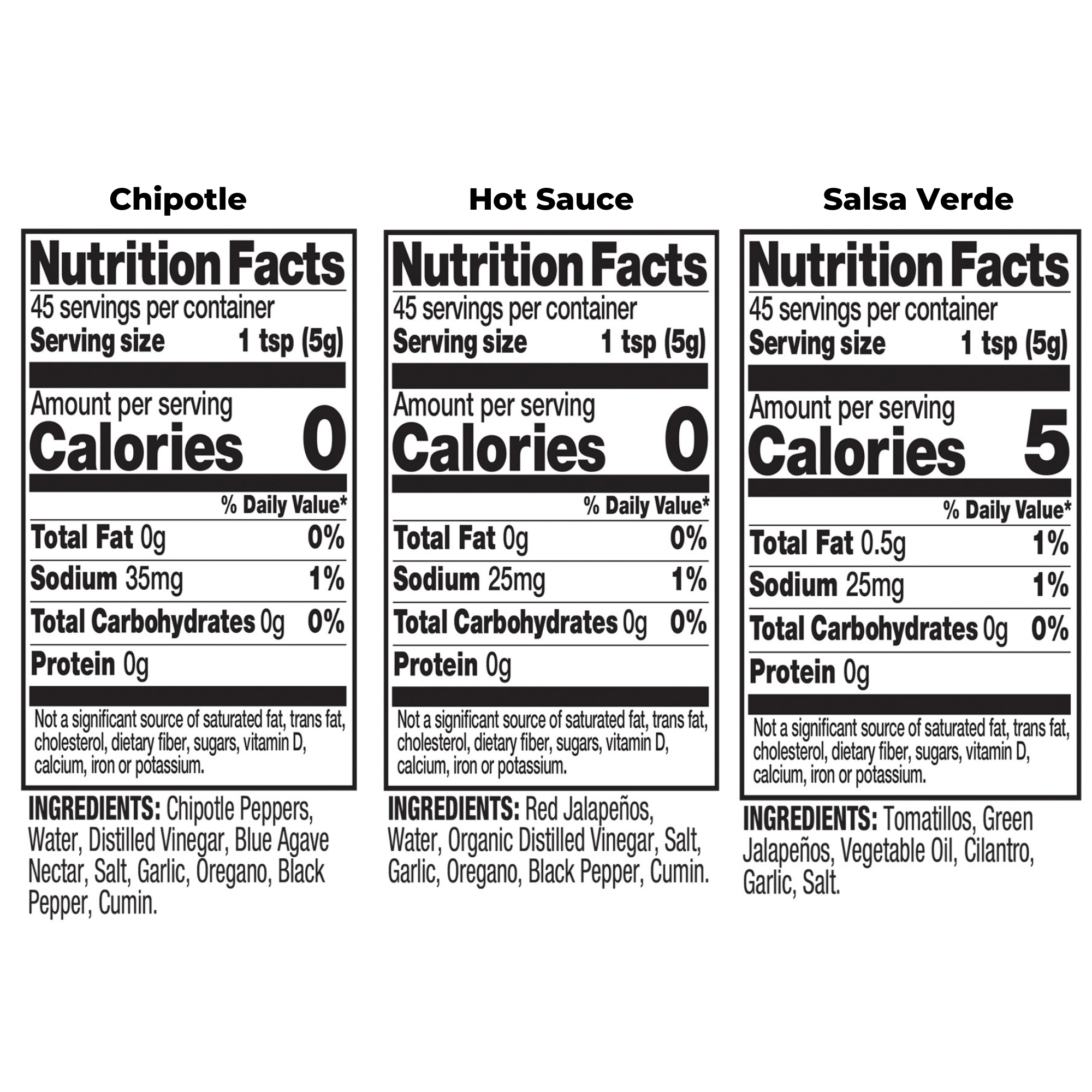 Three Bottle Mixed Pack Nutritional Fact Image