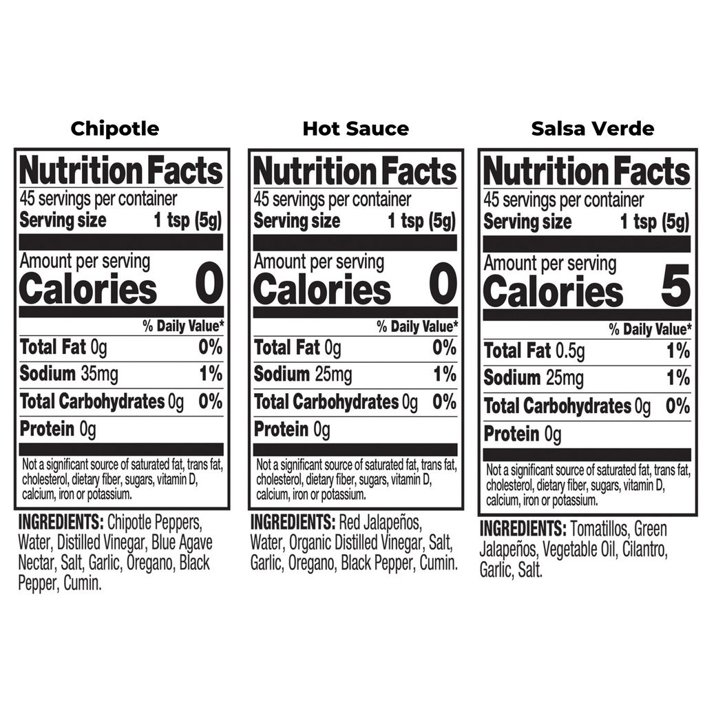 Three Bottle Mixed Pack Nutritional Fact Image