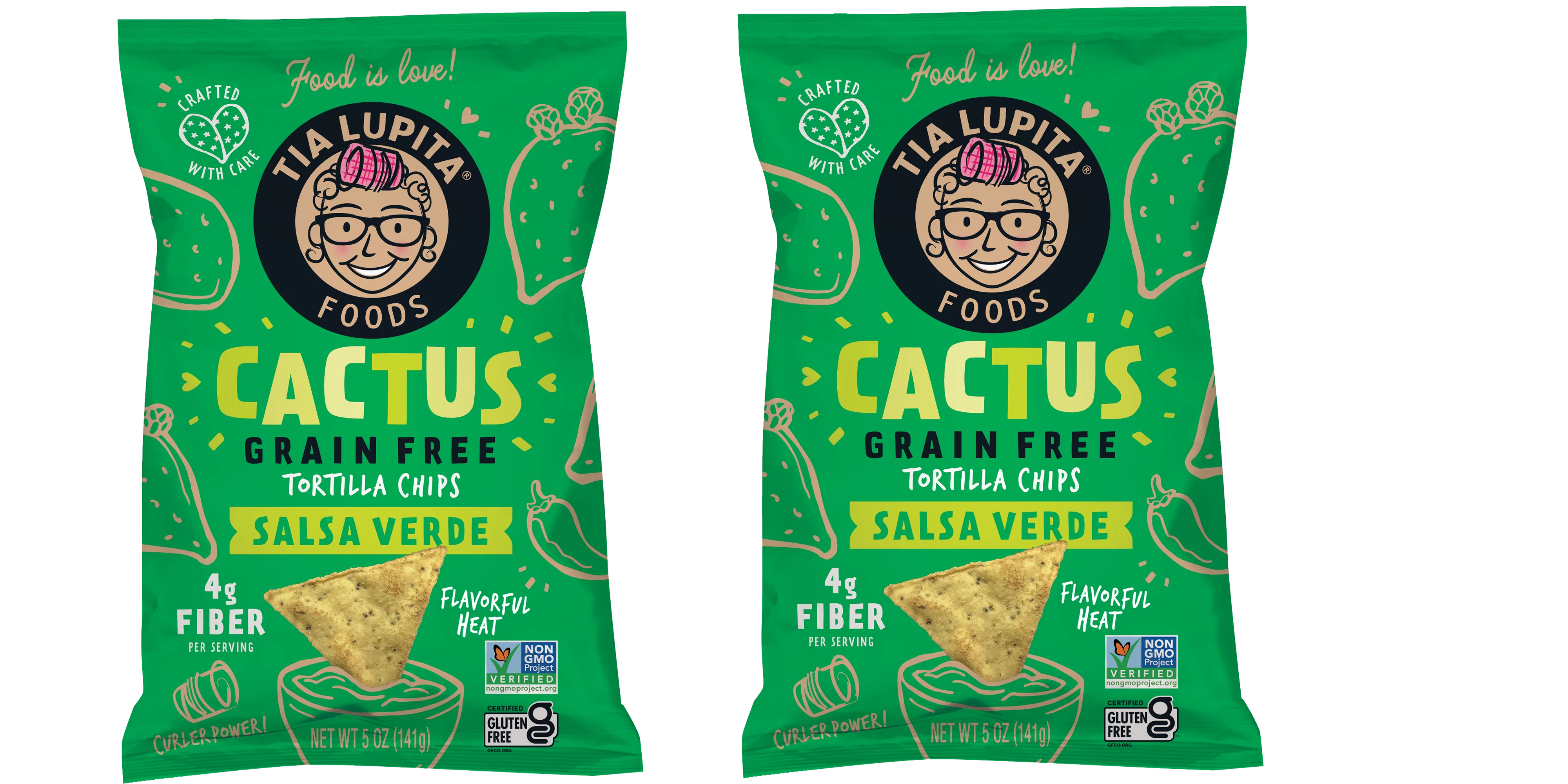 Tia Lupita Cactus Tortilla Chips - Salsa Verde flavor